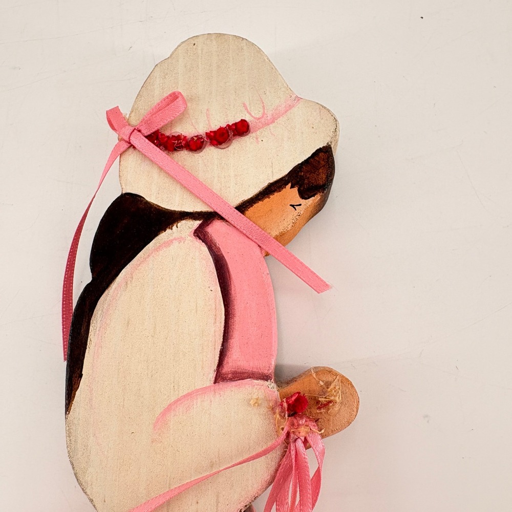 Hand Painted Wooden‎ Southern Belle Wall Plaque Pink Victorian Lady Folk Art - Picture 4 of 9